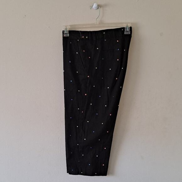 Black multicolored polka dotted Crop Pant - Sz 16P - Picture 7 of 14